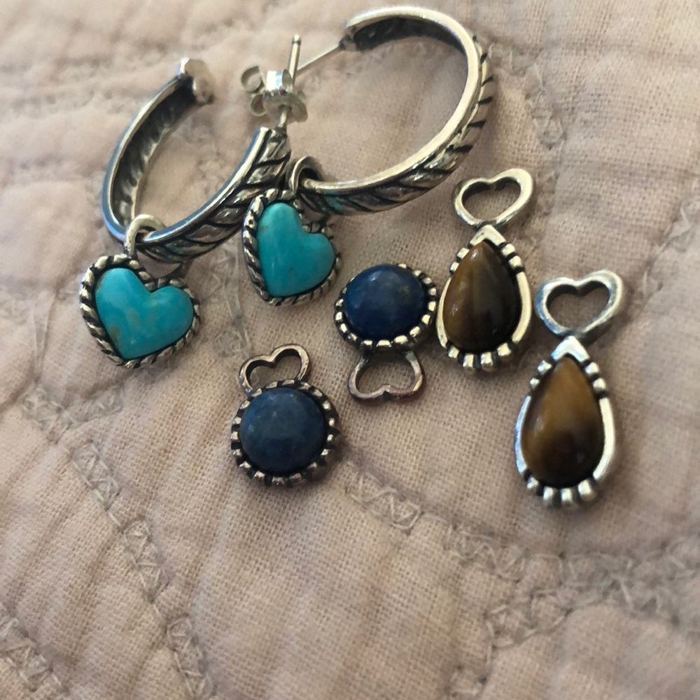 Turquoise sterling silver earrings interchangeable